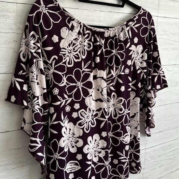 Expresso Purple Floral Bell Sleeve Blouse | SIZE M - Picture 5 of 6